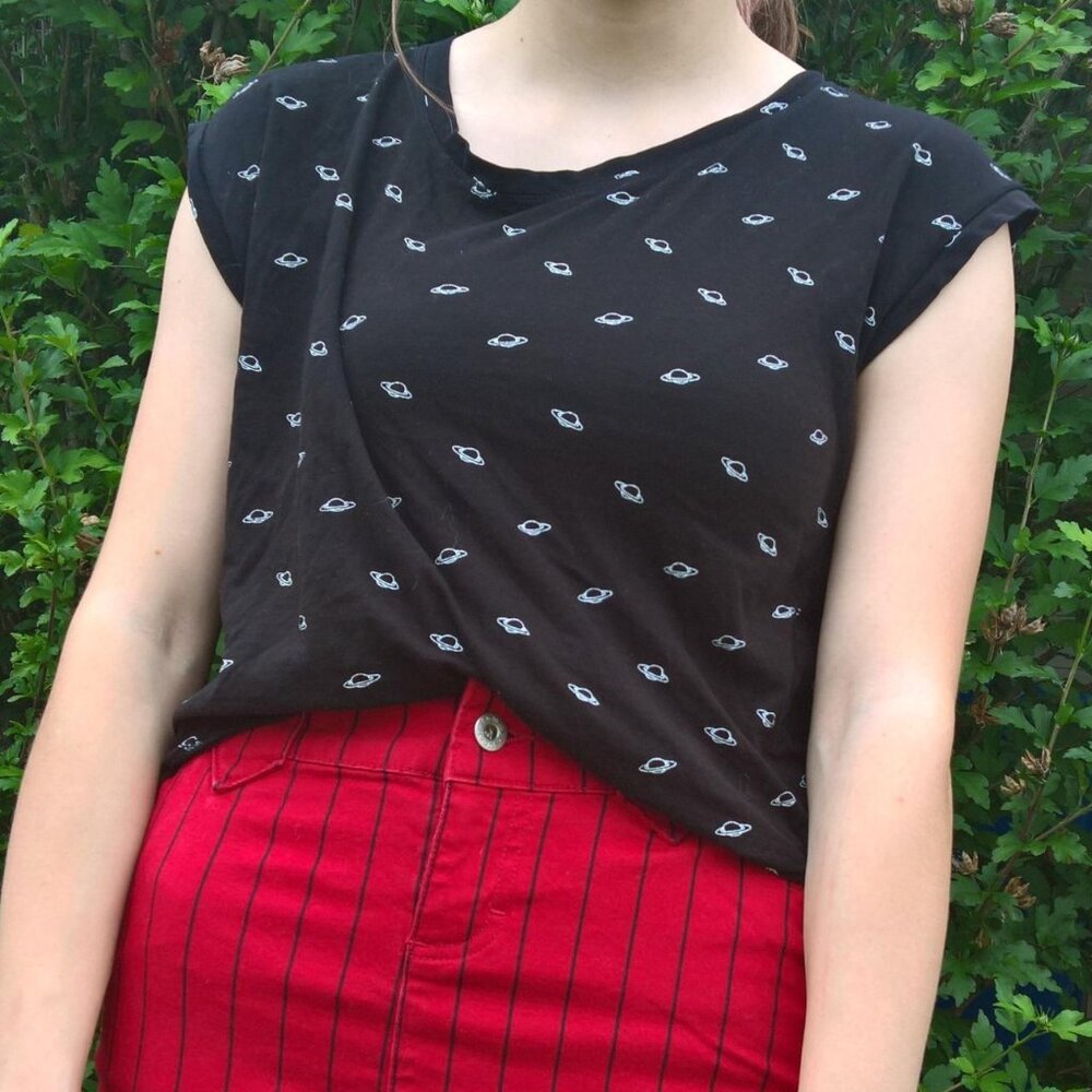 Mango Basics Black Planet T Shirt